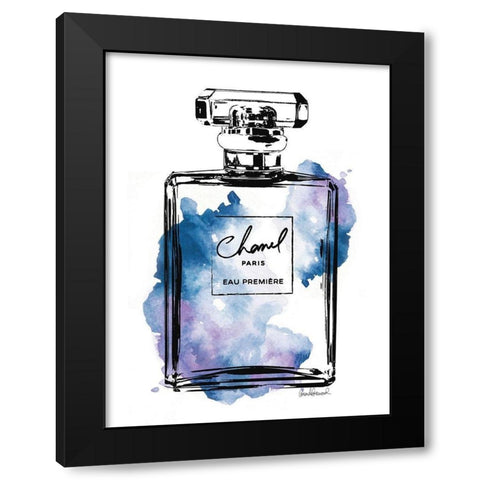 Perfume Bottle Black and Blue Black Modern Wood Framed Art Print with Double Matting by Greenwood, Amanda
