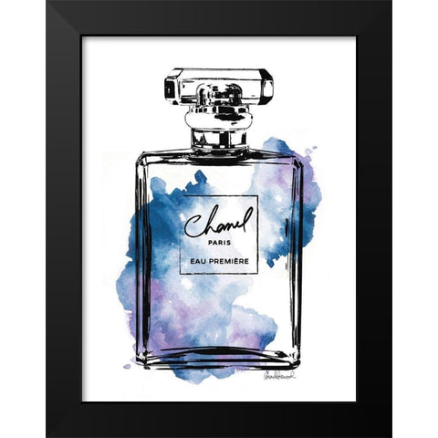 Perfume Bottle Black and Blue Black Modern Wood Framed Art Print by Greenwood, Amanda