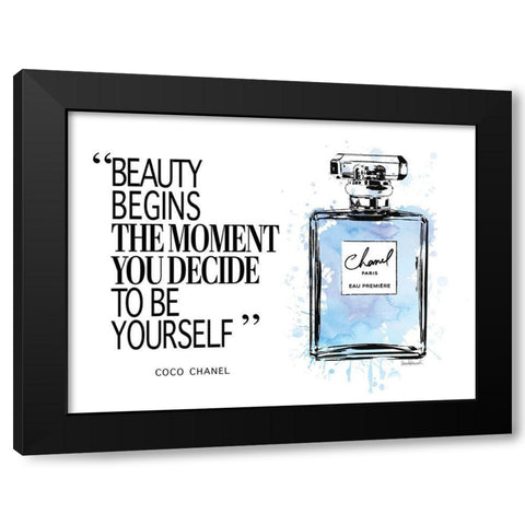 Beauty Begins Inky Blue Black Modern Wood Framed Art Print with Double Matting by Greenwood, Amanda