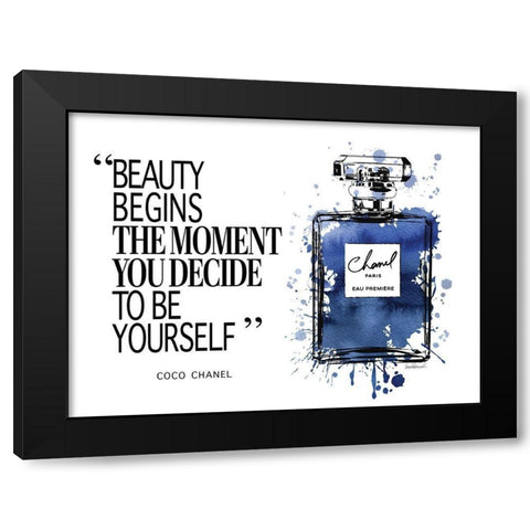 Beauty Begins Inky Navy Black Modern Wood Framed Art Print with Double Matting by Greenwood, Amanda