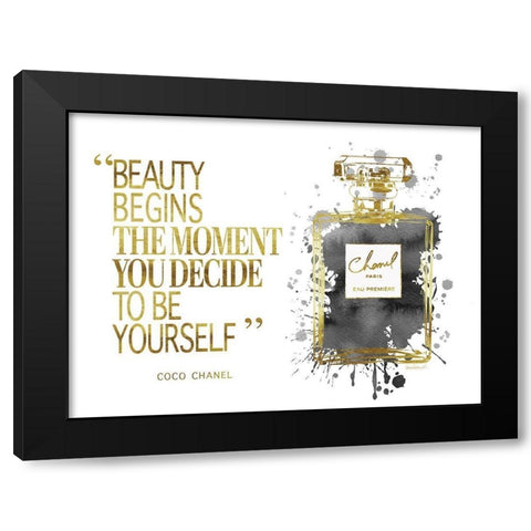 Beauty Begins Inky Grey Black Modern Wood Framed Art Print with Double Matting by Greenwood, Amanda