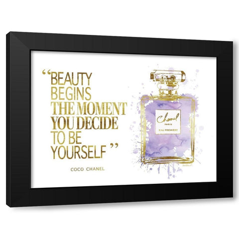 Beauty Begins Inky Purple Black Modern Wood Framed Art Print with Double Matting by Greenwood, Amanda