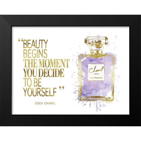 Beauty Begins Inky Purple Black Modern Wood Framed Art Print by Greenwood, Amanda