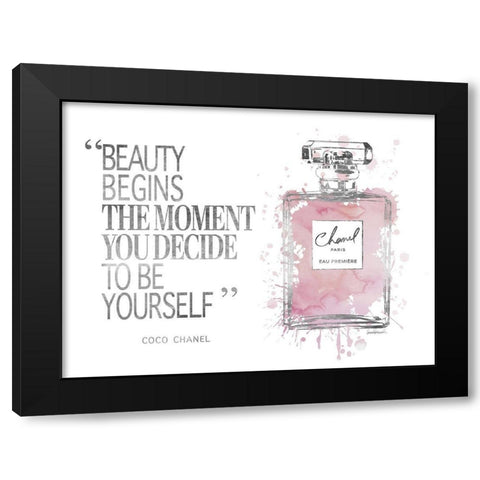 Beauty Begins Inky Muted Pink Black Modern Wood Framed Art Print by Greenwood, Amanda