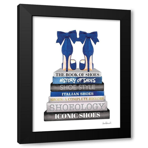 Navy Bookstack Show Black Modern Wood Framed Art Print with Double Matting by Greenwood, Amanda