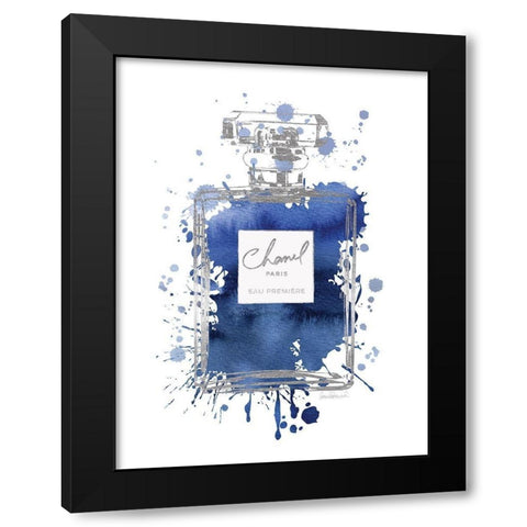 Silver Inky Perfume in Navy Black Modern Wood Framed Art Print with Double Matting by Greenwood, Amanda