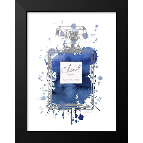 Silver Inky Perfume in Navy Black Modern Wood Framed Art Print by Greenwood, Amanda