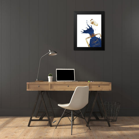 Navy Splash III Black Modern Wood Framed Art Print by Greenwood, Amanda