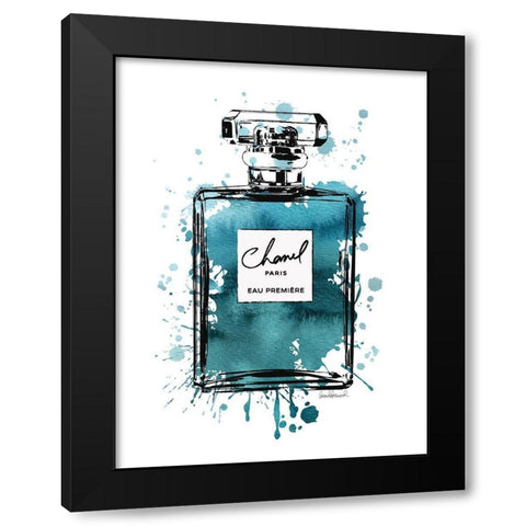 Black Inky Perfume in Teal Black Modern Wood Framed Art Print with Double Matting by Greenwood, Amanda