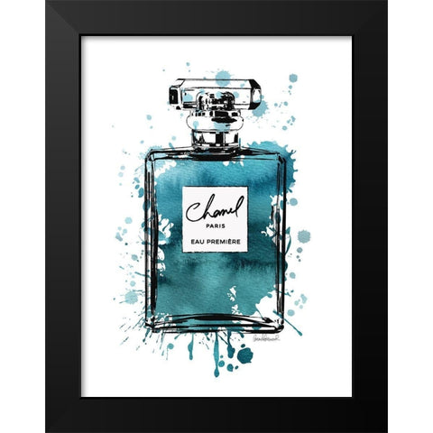 Black Inky Perfume in Teal Black Modern Wood Framed Art Print by Greenwood, Amanda