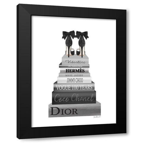 Grey Book Stack Shoe Black Modern Wood Framed Art Print with Double Matting by Greenwood, Amanda