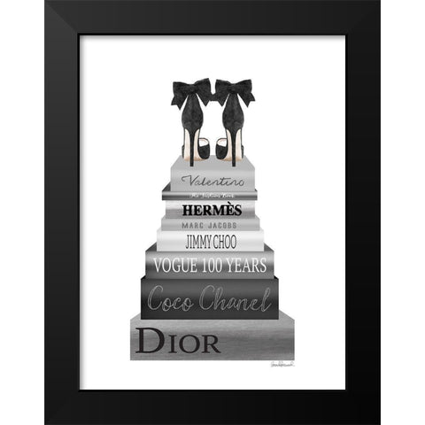 Grey Book Stack Shoe Black Modern Wood Framed Art Print by Greenwood, Amanda