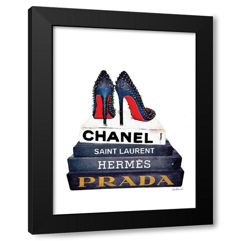 Red Sole Book Stack Black Modern Wood Framed Art Print by Greenwood, Amanda