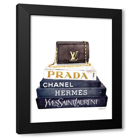Book Stack Black Clutch Black Modern Wood Framed Art Print with Double Matting by Greenwood, Amanda