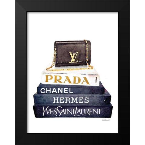 Book Stack Black Clutch Black Modern Wood Framed Art Print by Greenwood, Amanda