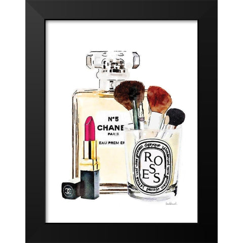 Dark Pink Makeup Station Black Modern Wood Framed Art Print by Greenwood, Amanda