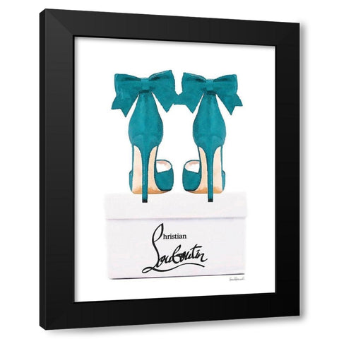 Teal Shoes with Box Black Modern Wood Framed Art Print with Double Matting by Greenwood, Amanda