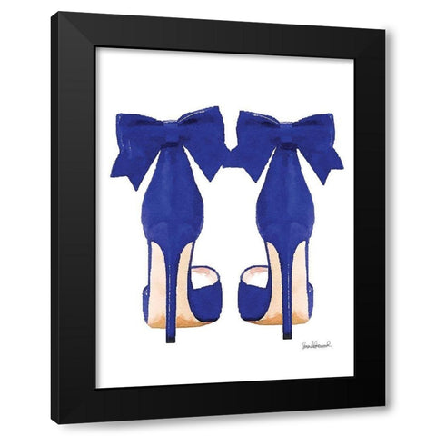 Navy Bow Shoes Black Modern Wood Framed Art Print by Greenwood, Amanda