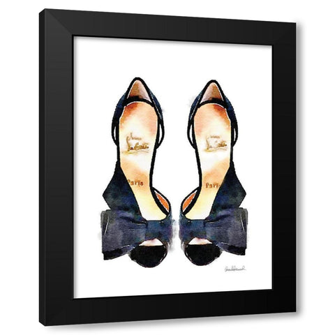 Black Front Bow Shoes Black Modern Wood Framed Art Print with Double Matting by Greenwood, Amanda