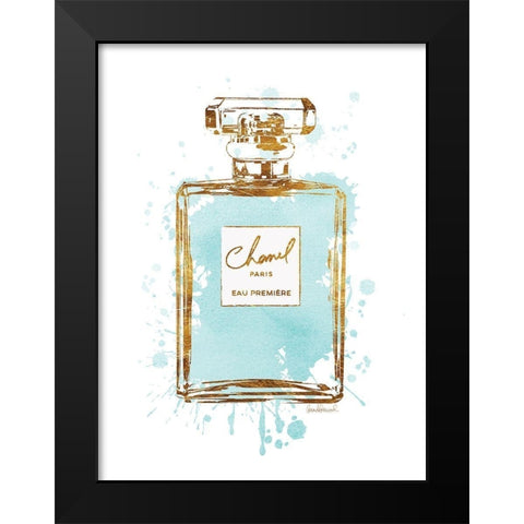Perfume Bottle Aqua Black Modern Wood Framed Art Print by Greenwood, Amanda