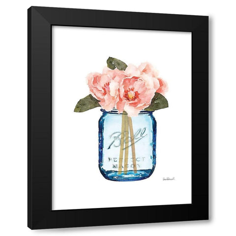 Blue Jar Magnolia Black Modern Wood Framed Art Print by Greenwood, Amanda