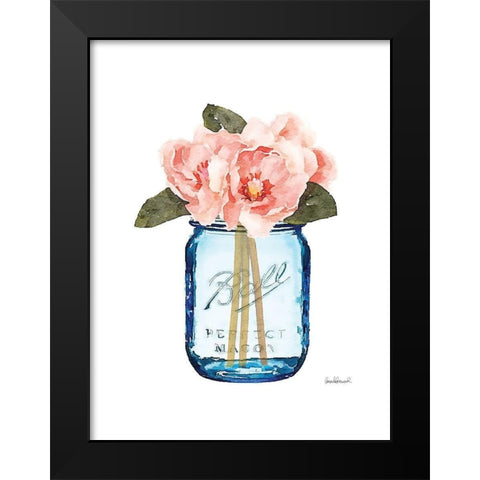 Blue Jar Magnolia Black Modern Wood Framed Art Print by Greenwood, Amanda