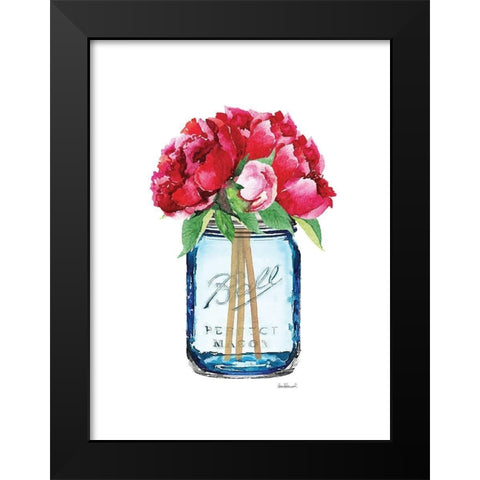 Blue Jar Peony Black Modern Wood Framed Art Print by Greenwood, Amanda