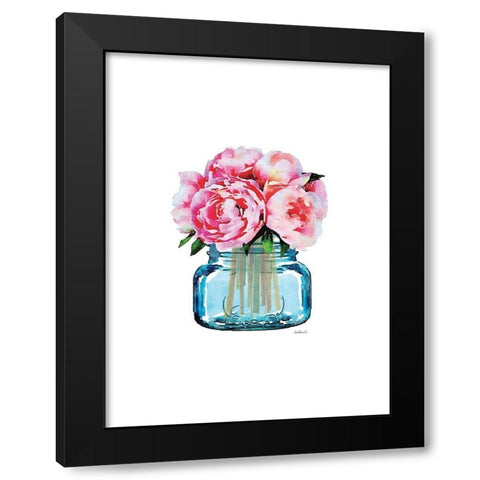 Short Blue Jar Light Peony Black Modern Wood Framed Art Print by Greenwood, Amanda