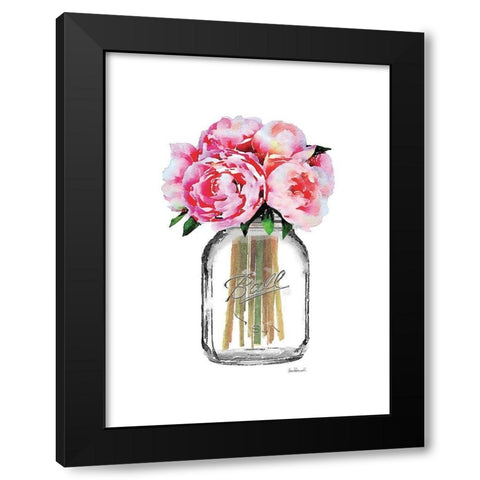 Jar Peony Black Modern Wood Framed Art Print with Double Matting by Greenwood, Amanda