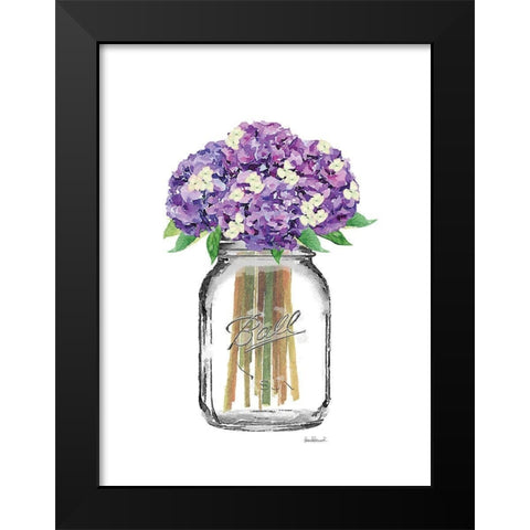 Jar Double Hydrangea Black Modern Wood Framed Art Print by Greenwood, Amanda