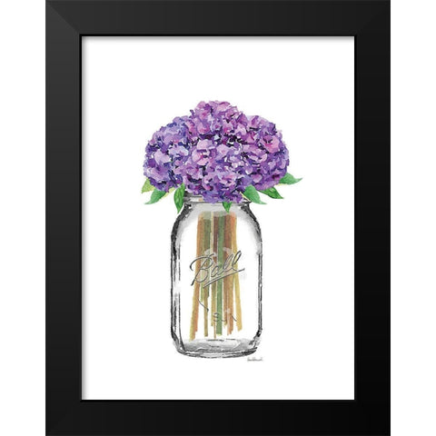 Jar Hydrangea Black Modern Wood Framed Art Print by Greenwood, Amanda
