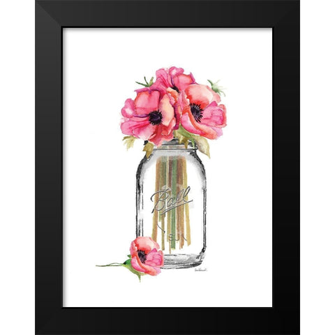 Jar Poppies Black Modern Wood Framed Art Print by Greenwood, Amanda