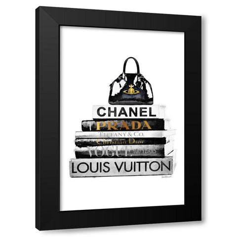 Black Bag Bookstack Black Modern Wood Framed Art Print with Double Matting by Greenwood, Amanda