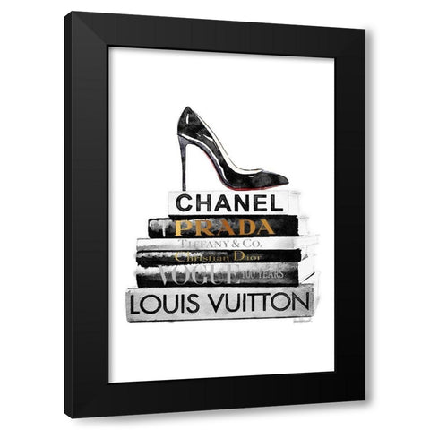 Red Sole Bookstack Black Modern Wood Framed Art Print with Double Matting by Greenwood, Amanda