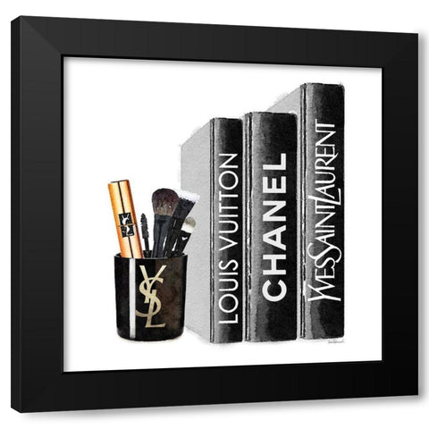 Makeup Bookend Black Modern Wood Framed Art Print with Double Matting by Greenwood, Amanda