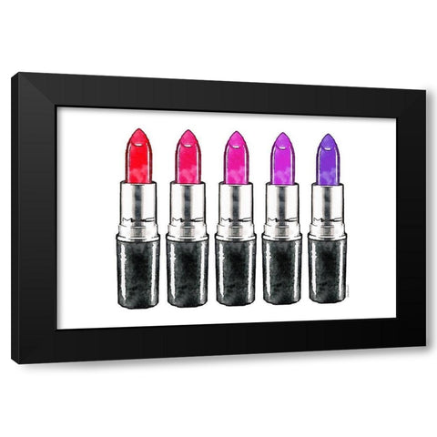 Bright Lipstick Black Modern Wood Framed Art Print by Greenwood, Amanda
