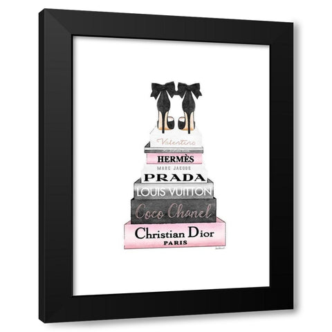 Pink Tall Bookstack Black Modern Wood Framed Art Print with Double Matting by Greenwood, Amanda