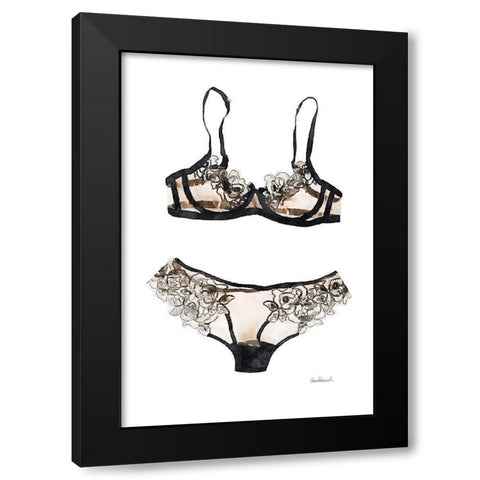 Lingerie V Black Modern Wood Framed Art Print with Double Matting by Greenwood, Amanda