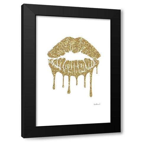 Glitter Lip Gold Black Modern Wood Framed Art Print by Greenwood, Amanda