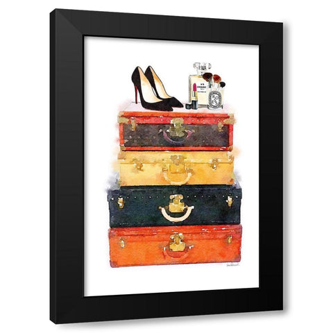 Makeup Luggage Black Modern Wood Framed Art Print by Greenwood, Amanda
