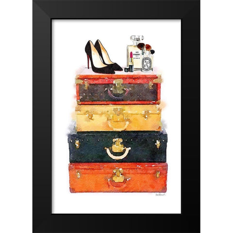 Makeup Luggage Black Modern Wood Framed Art Print by Greenwood, Amanda