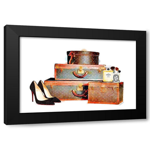 Luggage Collection Black Modern Wood Framed Art Print with Double Matting by Greenwood, Amanda