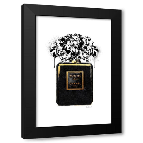 Noir Perfume Peony Black Modern Wood Framed Art Print by Greenwood, Amanda