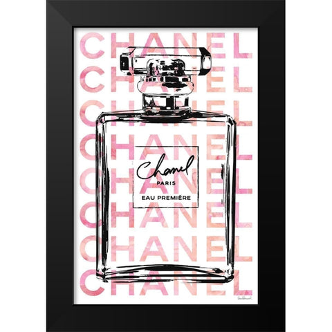 Pink Perfume Black Modern Wood Framed Art Print by Greenwood, Amanda