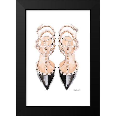 Black Stud Shoes Black Modern Wood Framed Art Print by Greenwood, Amanda