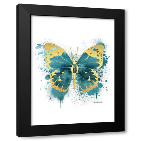 Butterfly Gold and Indigo Black Modern Wood Framed Art Print with Double Matting by Greenwood, Amanda