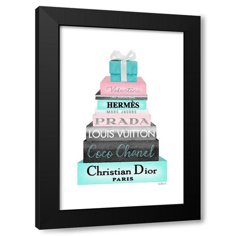 Gift Box Bookstack Black Modern Wood Framed Art Print with Double Matting by Greenwood, Amanda