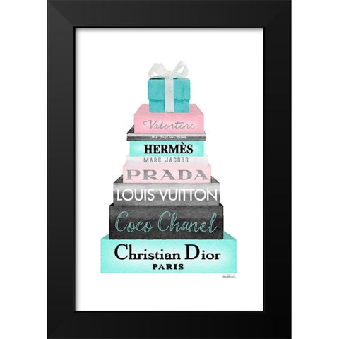 Gift Box Bookstack Black Modern Wood Framed Art Print by Greenwood, Amanda