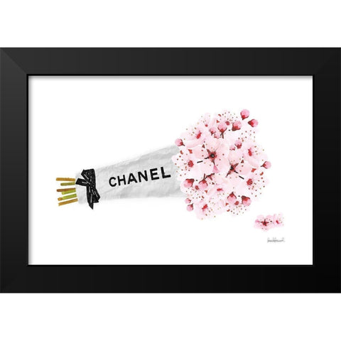 Wrapped Flowers Black Modern Wood Framed Art Print by Greenwood, Amanda