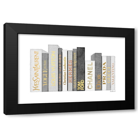 Grey and Gold Books Black Modern Wood Framed Art Print by Greenwood, Amanda